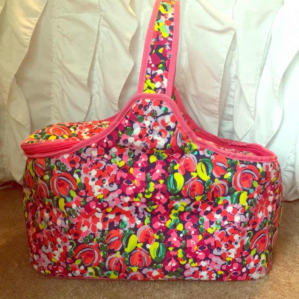 Lilly Pulitzer pink floral thermal tote